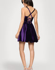 "Ella" Short Velvet Tie Up Back Dress