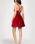 "Ella" Short Velvet Tie Up Back Dress