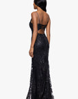 "Zoey" Glitter V-Neck Floor Length Dress