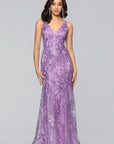 "Zoey" Glitter V-Neck Floor Length Dress