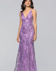 "Zoey" Glitter V-Neck Floor Length Dress