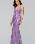 "Zoey" Glitter V-Neck Floor Length Dress