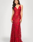 "Zoey" Glitter V-Neck Floor Length Dress