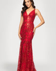 "Zoey" Glitter V-Neck Floor Length Dress