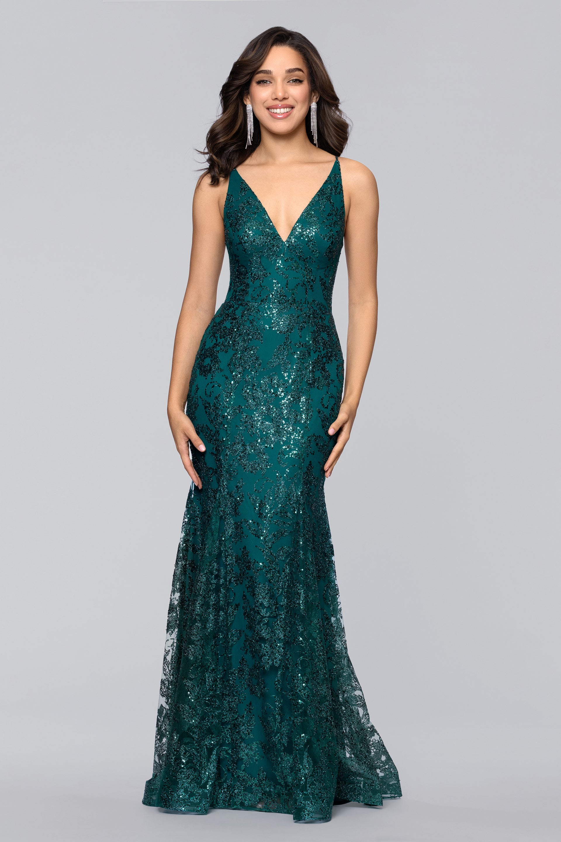 blue dress for baby girl Sparkly Long Corset Mermaid Prom Dress main image 0