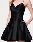 "Lindsay" Short Satin Corset Tie Up Back Dress