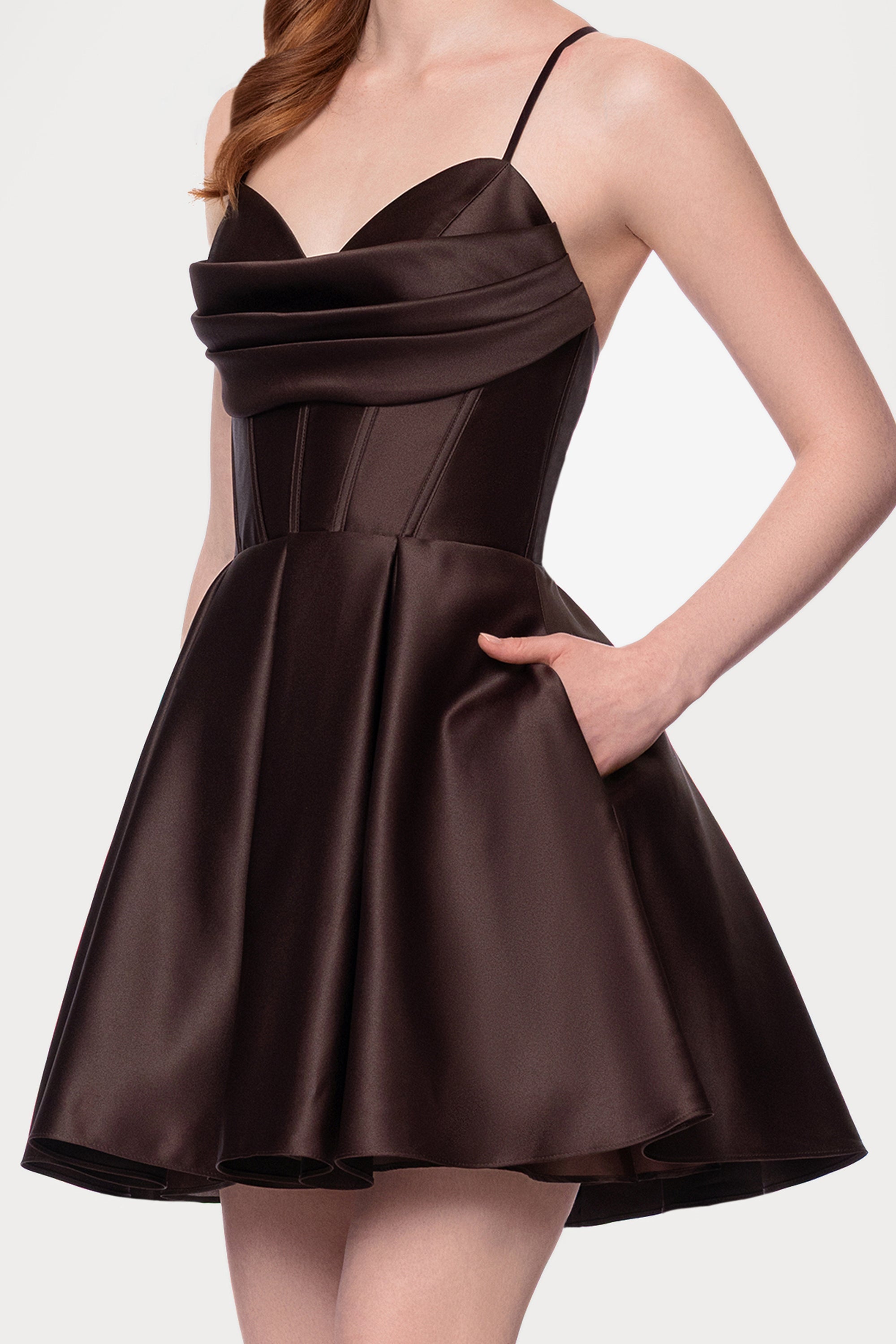 Lindsay Short Satin Corset Tie Up Back Dress Black / 5 Lindsay Short Satin Corset Tie Up Back Dress Black / 5