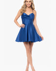"Lindsay" Short Satin Corset Tie Up Back Dress