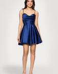 "Lindsay" Short Satin Corset Tie Up Back Dress