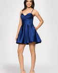 "Lindsay" Short Satin Corset Tie Up Back Dress