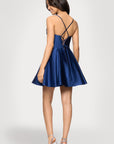 "Lindsay" Short Satin Corset Tie Up Back Dress