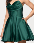 "Lindsay" Short Satin Corset Tie Up Back Dress