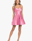 "Lindsay" Short Satin Corset Tie Up Back Dress