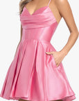 "Lindsay" Short Satin Corset Tie Up Back Dress
