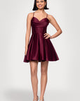 "Lindsay" Short Satin Corset Tie Up Back Dress
