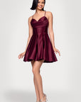 "Lindsay" Short Satin Corset Tie Up Back Dress