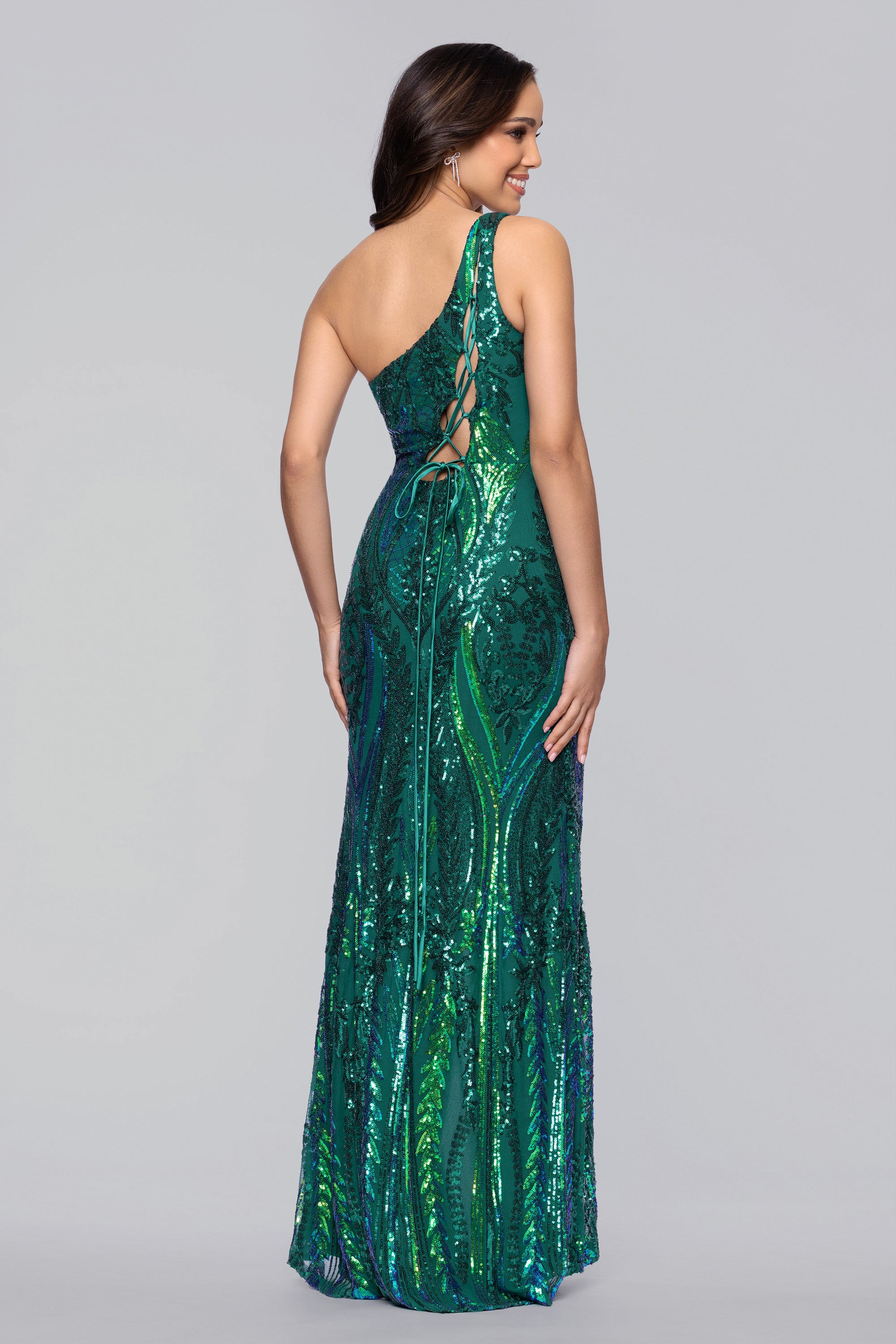 Terri" Long Placement Sequin One Shoulder Dress Blondie Nites Terri" Long Placement Sequin One Shoulder Dress Blondie Nites