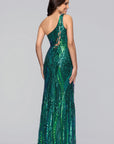 "Terri" Long Placement Sequin One Shoulder Dress