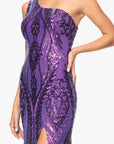 "Terri" Long Placement Sequin One Shoulder Dress