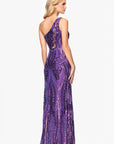 "Terri" Long Placement Sequin One Shoulder Dress