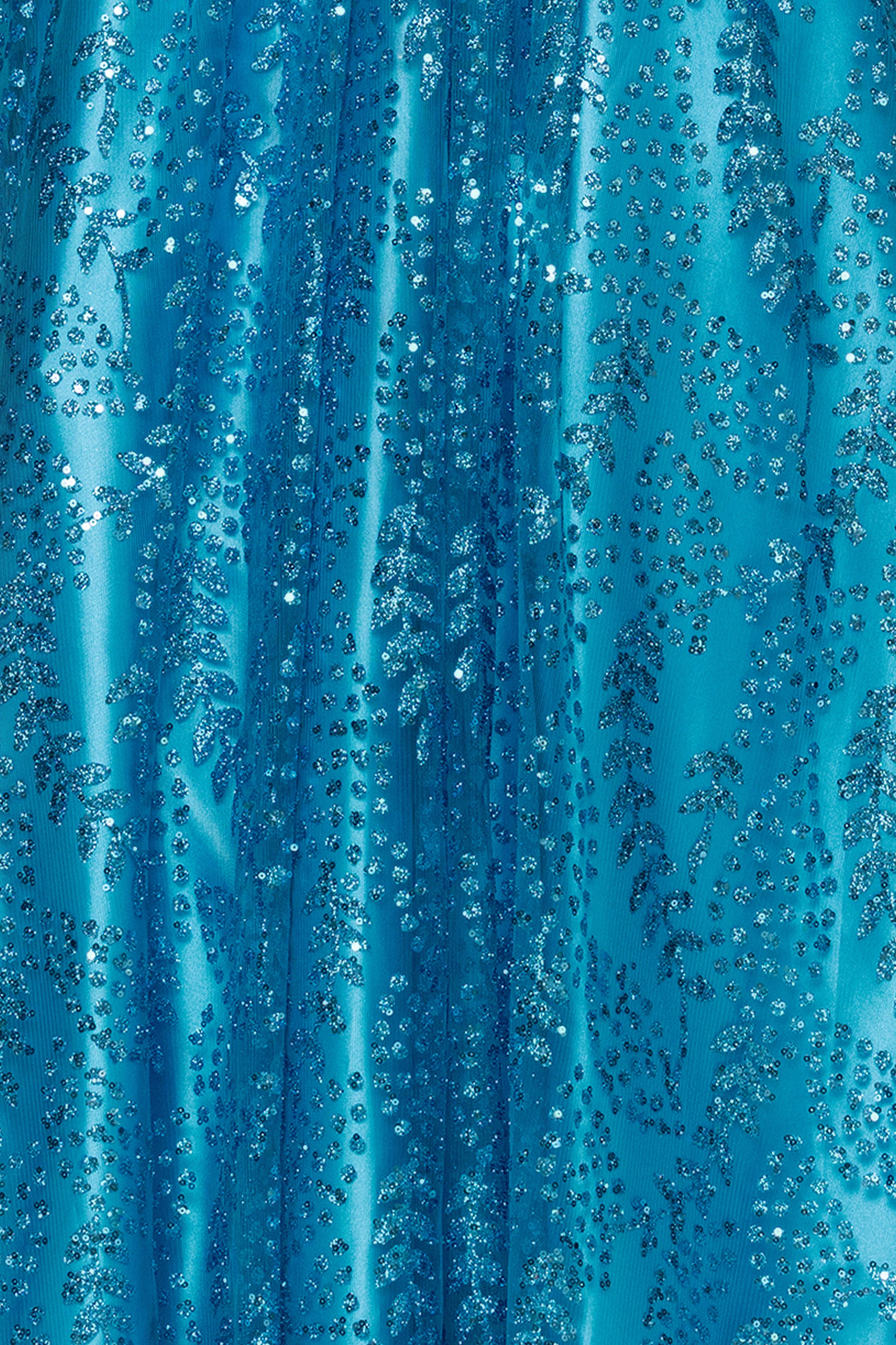 "Megan" Glitter Floor Length Drape Neck Floor Length Dress