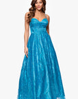 "Megan" Glitter Floor Length Drape Neck Floor Length Dress