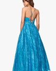 "Megan" Glitter Floor Length Drape Neck Floor Length Dress