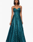 "Megan" Glitter Floor Length Drape Neck Floor Length Dress