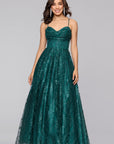 "Megan" Glitter Floor Length Drape Neck Floor Length Dress