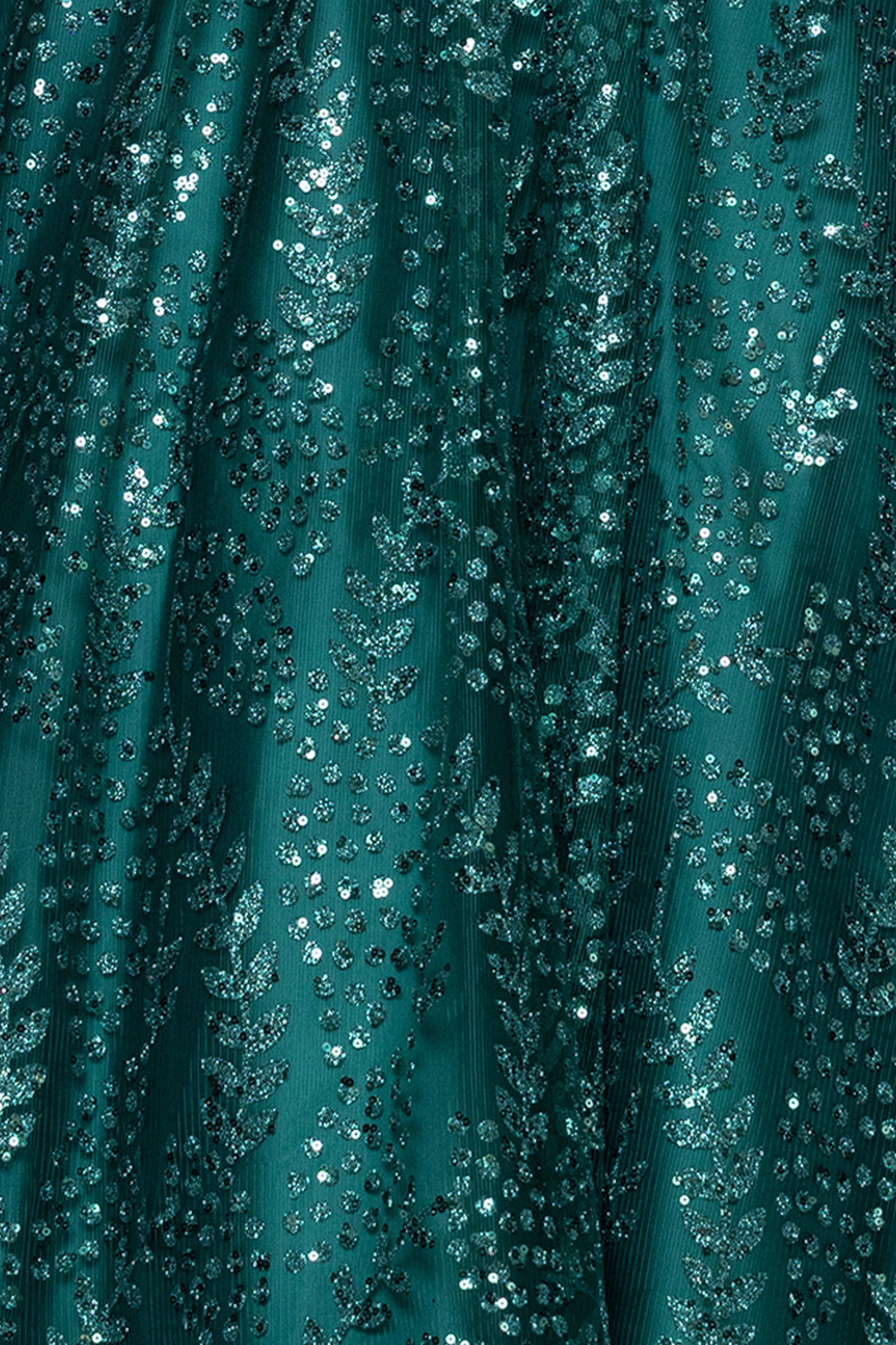 "Megan" Glitter Floor Length Drape Neck Floor Length Dress