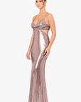 "Livy" Metallic Backless Gown