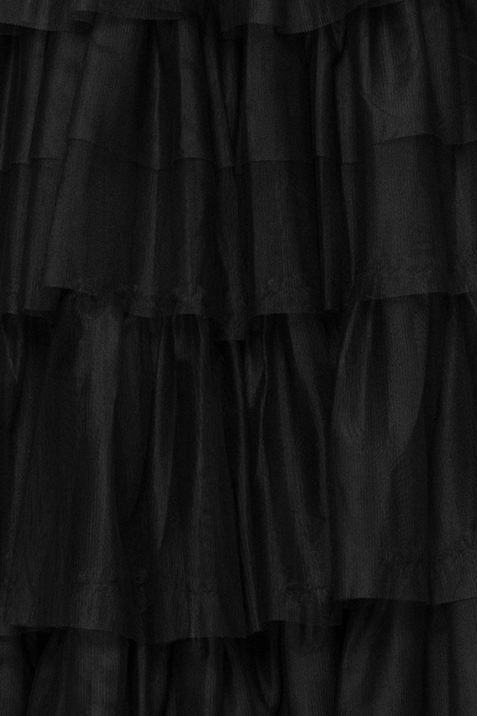 "Tyler" Long Mesh Tiered Spaghetti Strap Gown