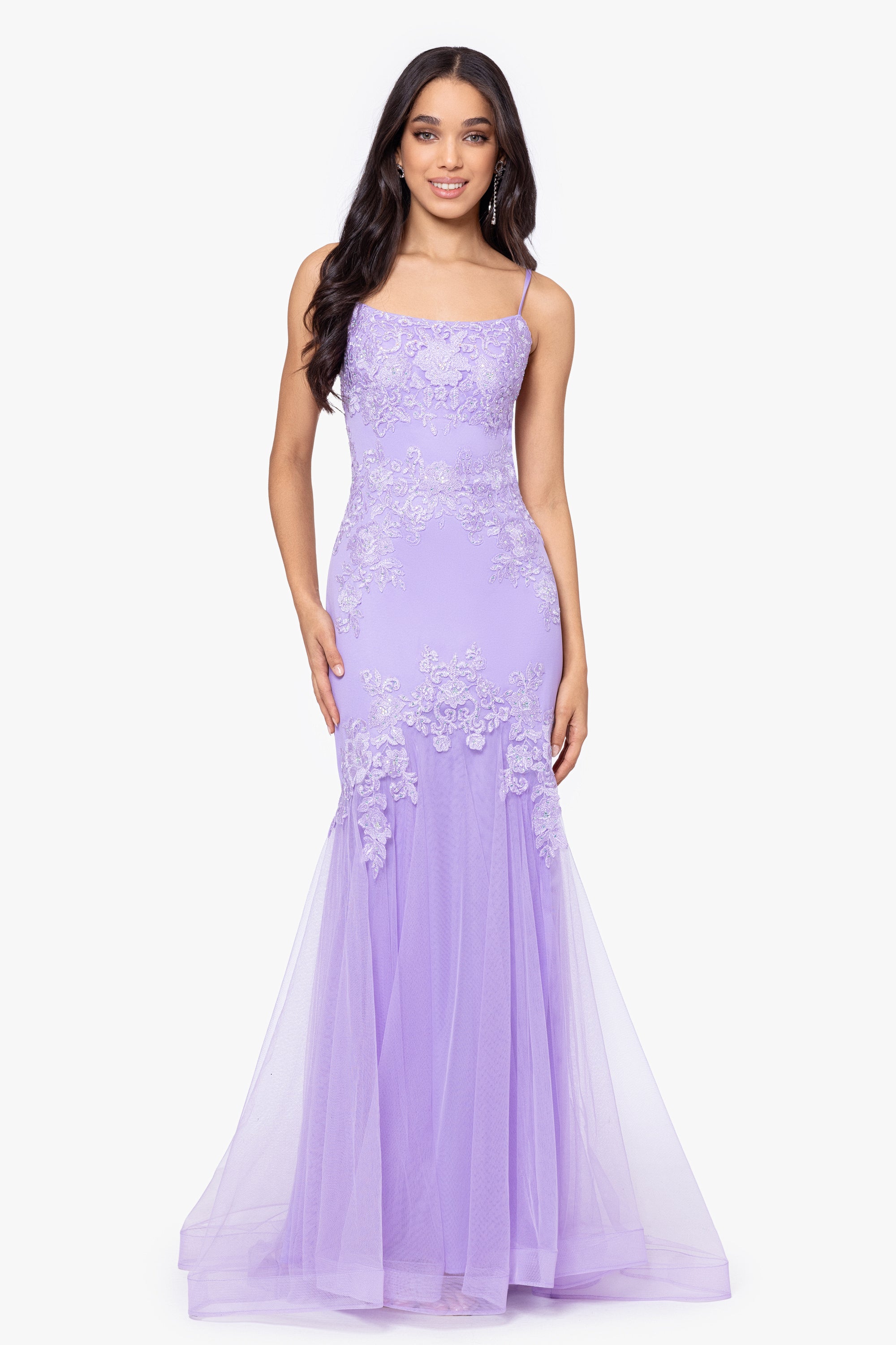 blondie nites purple dress Blondie Nites Junior's Corset Sequin Spaghetti Strap Long Slim Dress - Purple Multi