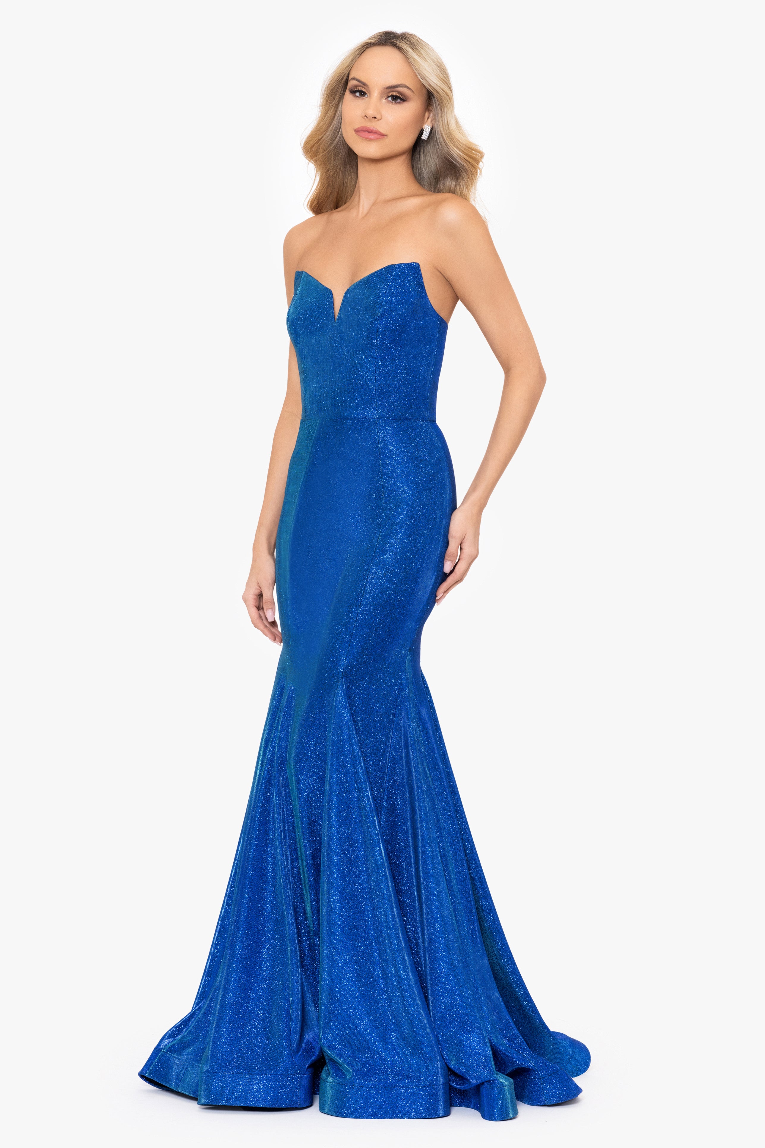 &quot;Monroe&quot; Long Metallic Glitter Mermaid Dress