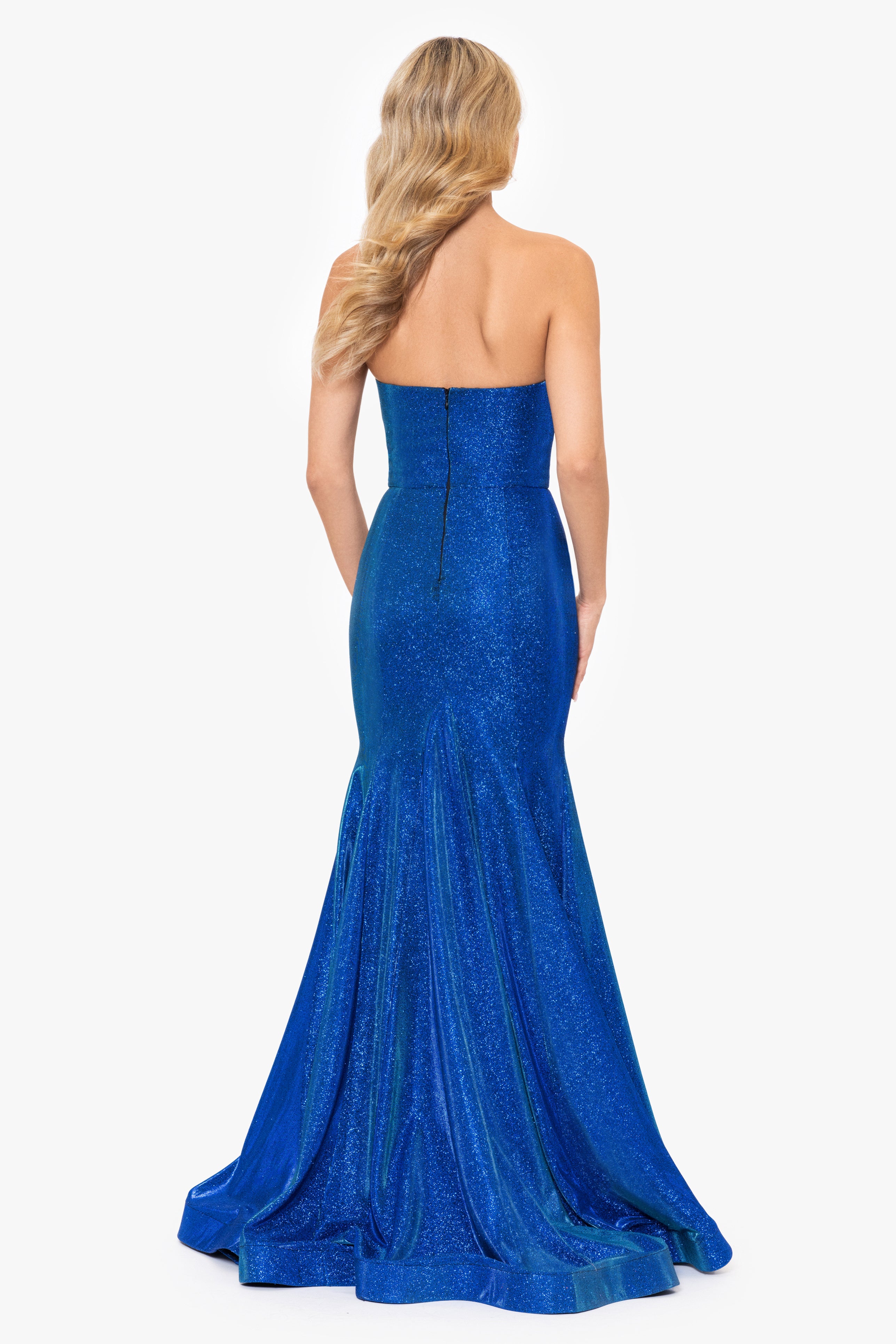 &quot;Monroe&quot; Long Metallic Glitter Mermaid Dress