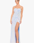 "Gemma" Long Iridescent Sequin Open Back Dress