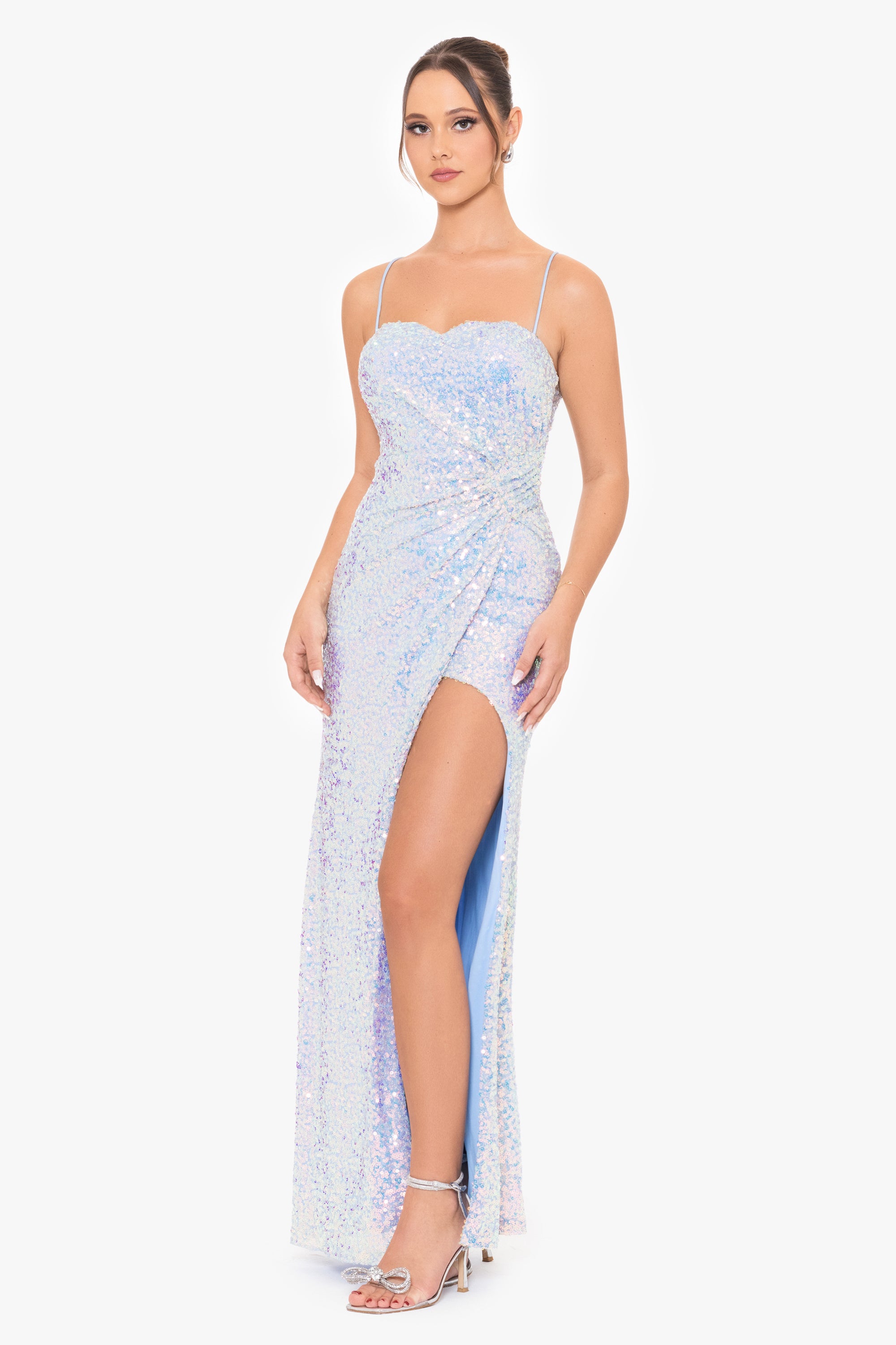 Blondie Nites Nelly Long Iridescent Sequin Open Back Dress - Multi / 0 Blondie Nites Nelly Long Iridescent Sequin Open Back Dress - Multi / 0