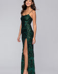 "Harper" Sequin Rose Pattern Floor Length Dress