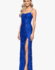 "Harper" Sequin Rose Pattern Floor Length Dress