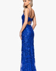 "Harper" Sequin Rose Pattern Floor Length Dress