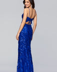 "Harper" Sequin Rose Pattern Floor Length Dress