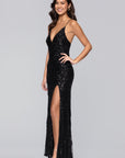 "Bianca" Sequin V-Neck Floor Length Dress