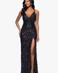 "Bianca" Sequin V-Neck Floor Length Dress