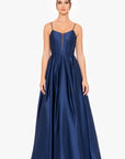 "Carol" Long Satin Mesh Insert Ballgown