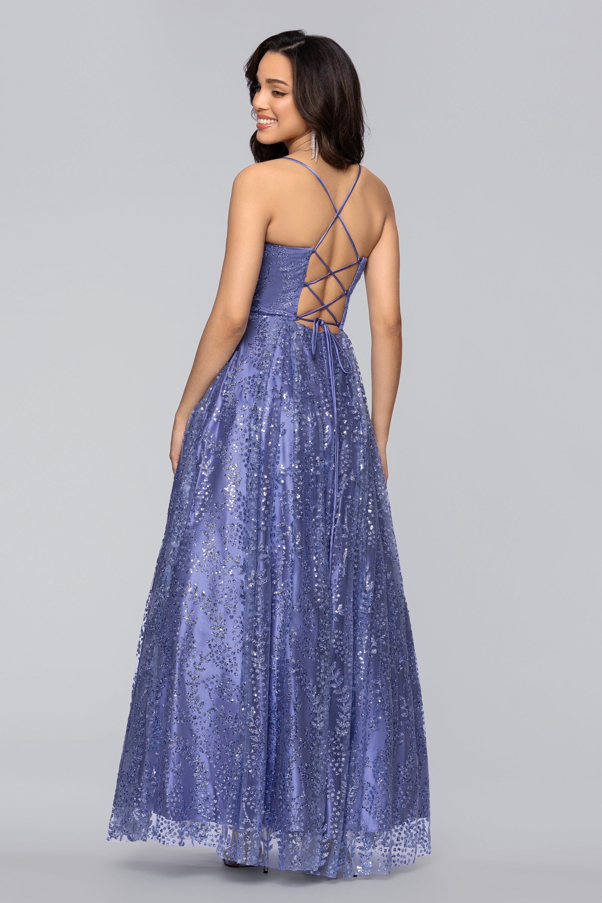 "Stella" Glitter Pinch Tie Back Ballgown