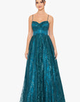 "Stella" Glitter Pinch Tie Back Ballgown