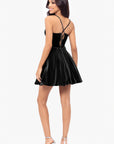 "Julia" Short Velvet Sweetheart Neck Tieback Dress