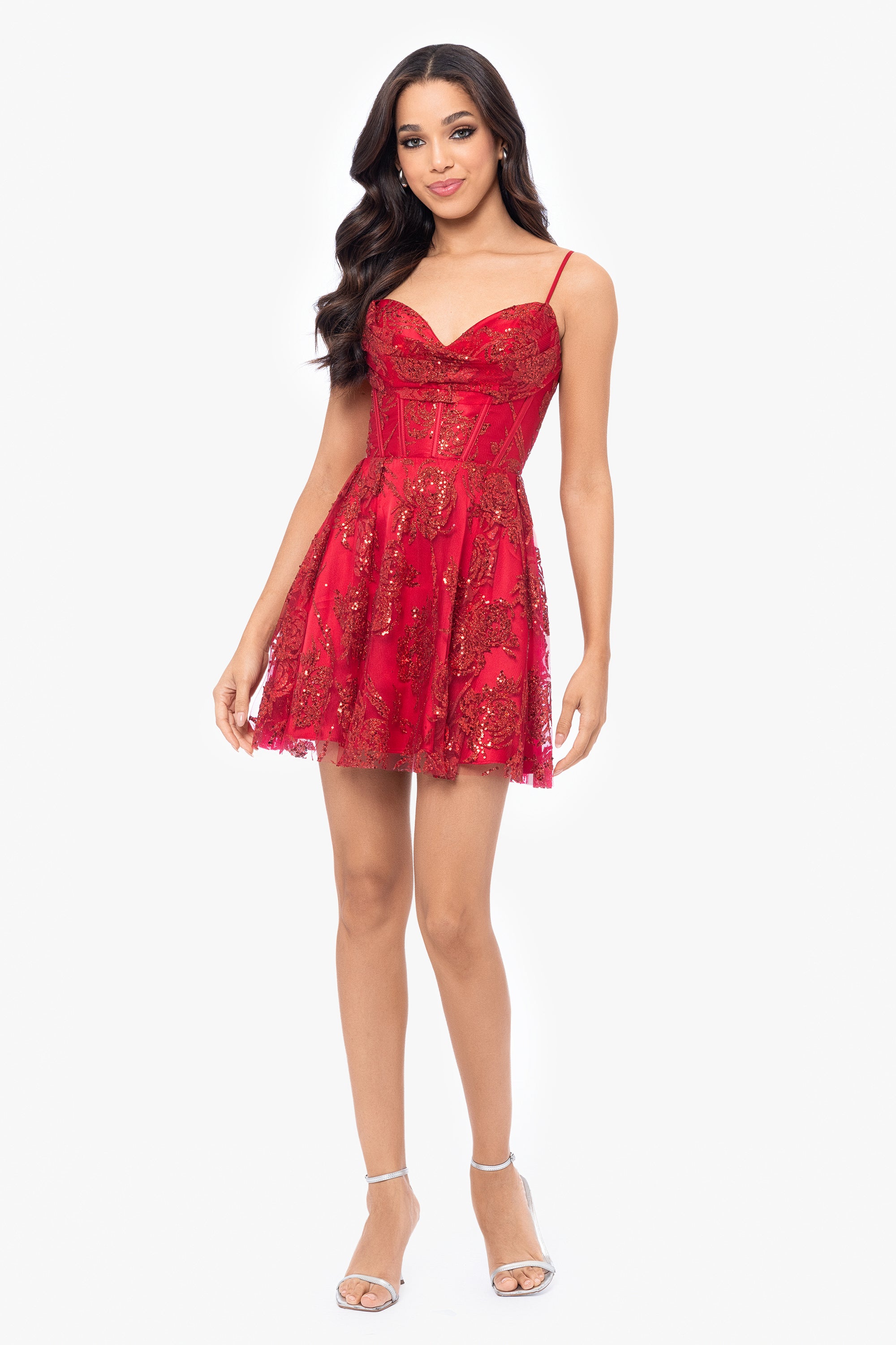 Terese Short Glitter Party Dress Red / 15 Terese Short Glitter Party Dress Red / 15