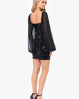 "Gracie" Long Mesh Sleeve Short Sequin Dress