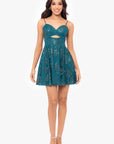 "Jessica" Short Galaxy Glitter Keyhole Party Dress